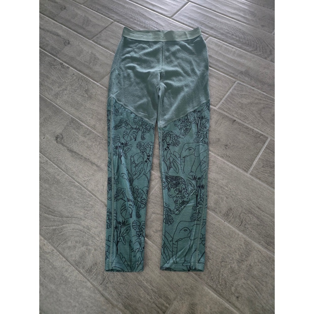 Wild Rye Jane Legging 100% Merino Wool Base Layer Sage Green Jungle Print Size 6